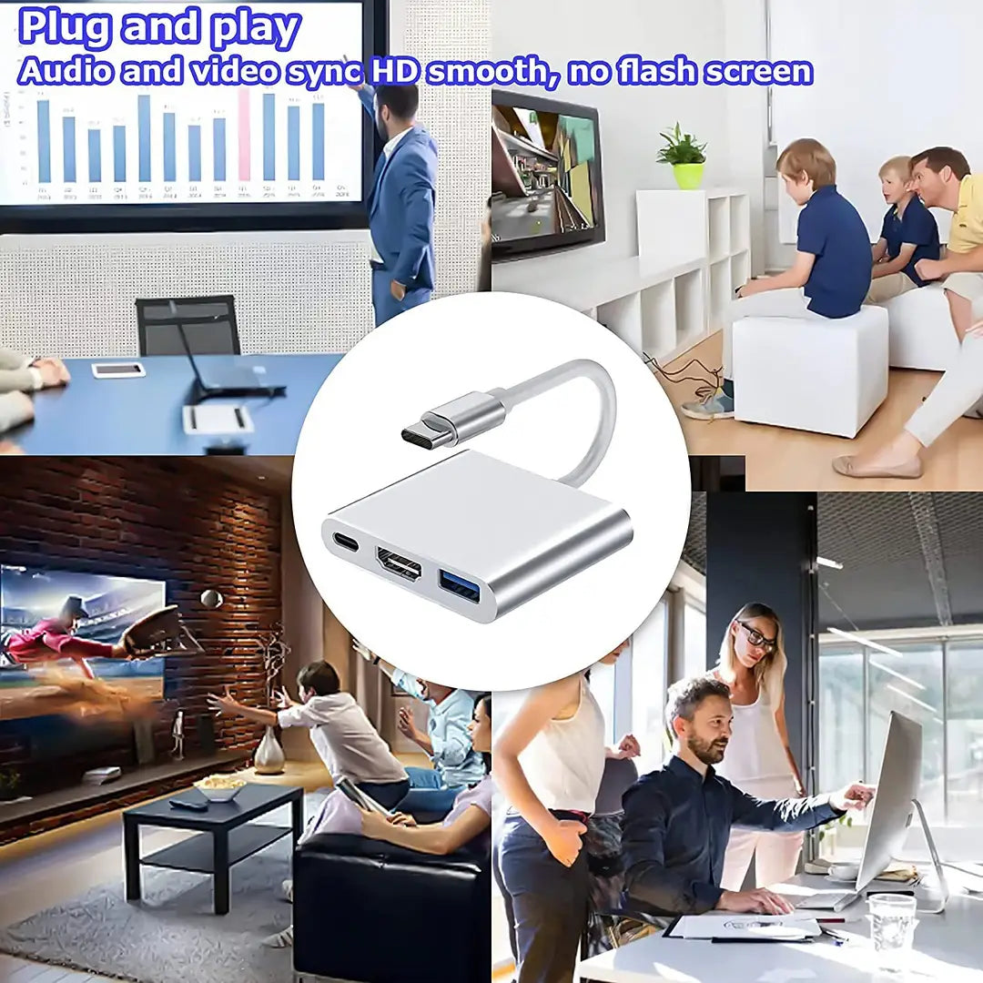 Type-C to HDMI 4K USB Docking Station Silver