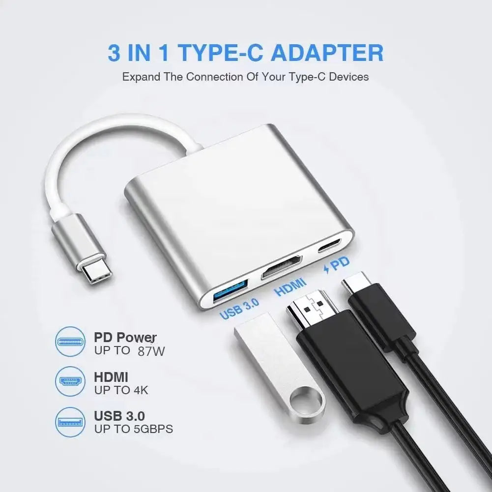 Type-C to HDMI 4K USB Docking Station Silver