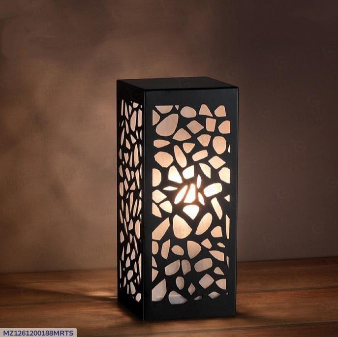 3D Laser-Cut Wooden Lamp Black Warm Light