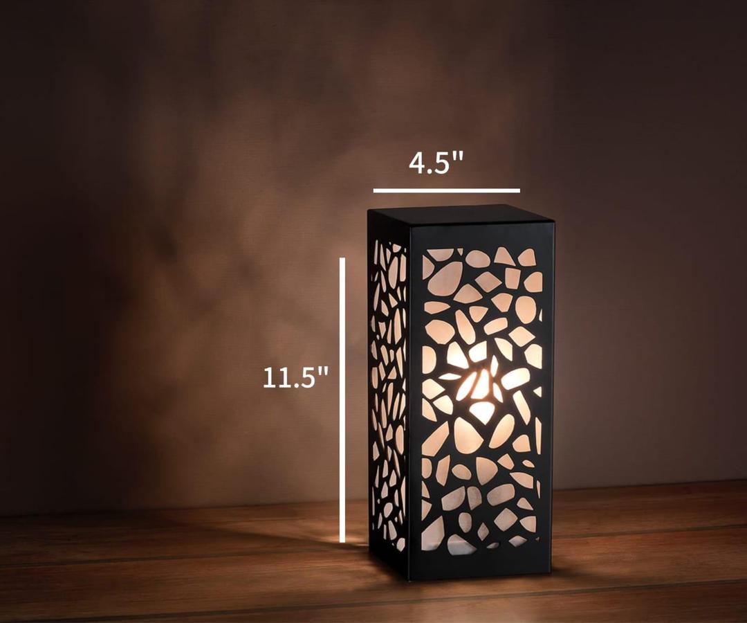 3D Laser-Cut Wooden Lamp Black Warm Light