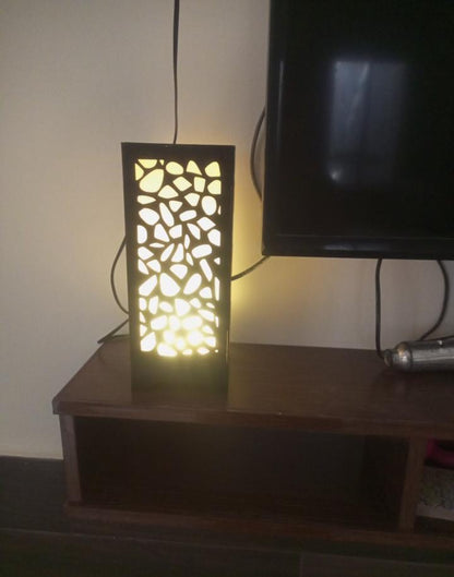 3D Laser-Cut Wooden Lamp Black Warm Light