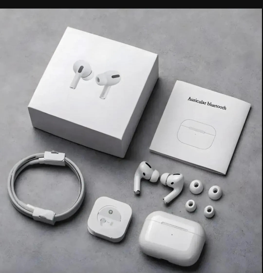 White Bluetooth Earbuds with Noise Cancellation & Charging Case
