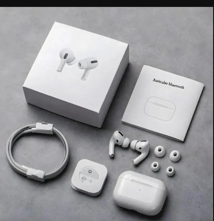White Bluetooth Earbuds with Noise Cancellation & Charging Case