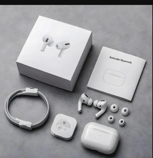 White Bluetooth Earbuds with Noise Cancellation & Charging Case