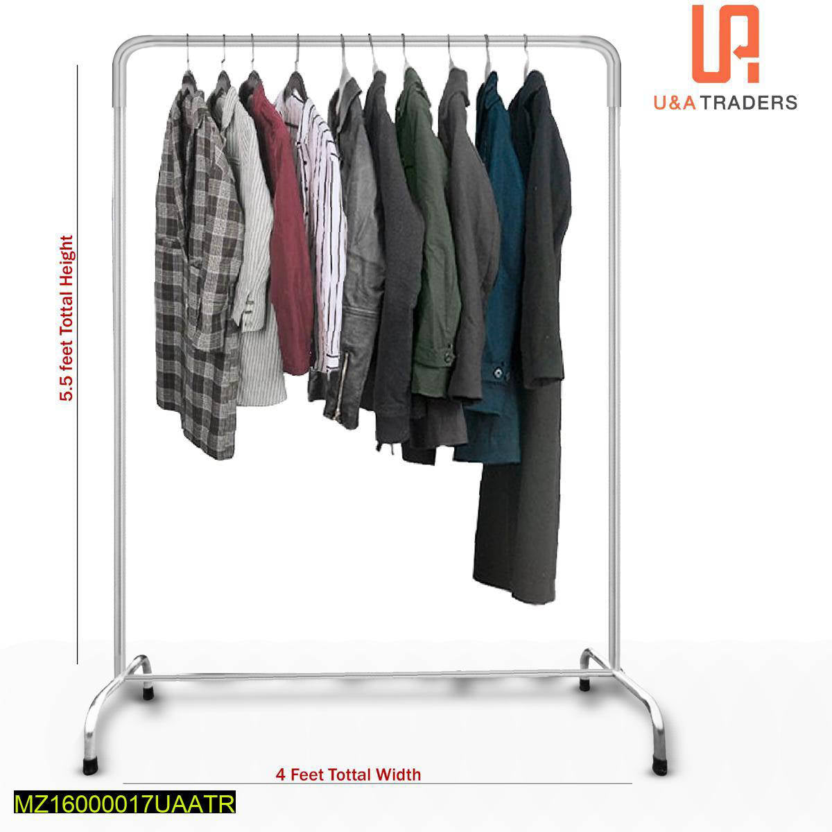 Stainless Steel 5.5ft Height Hanging Rack Silver