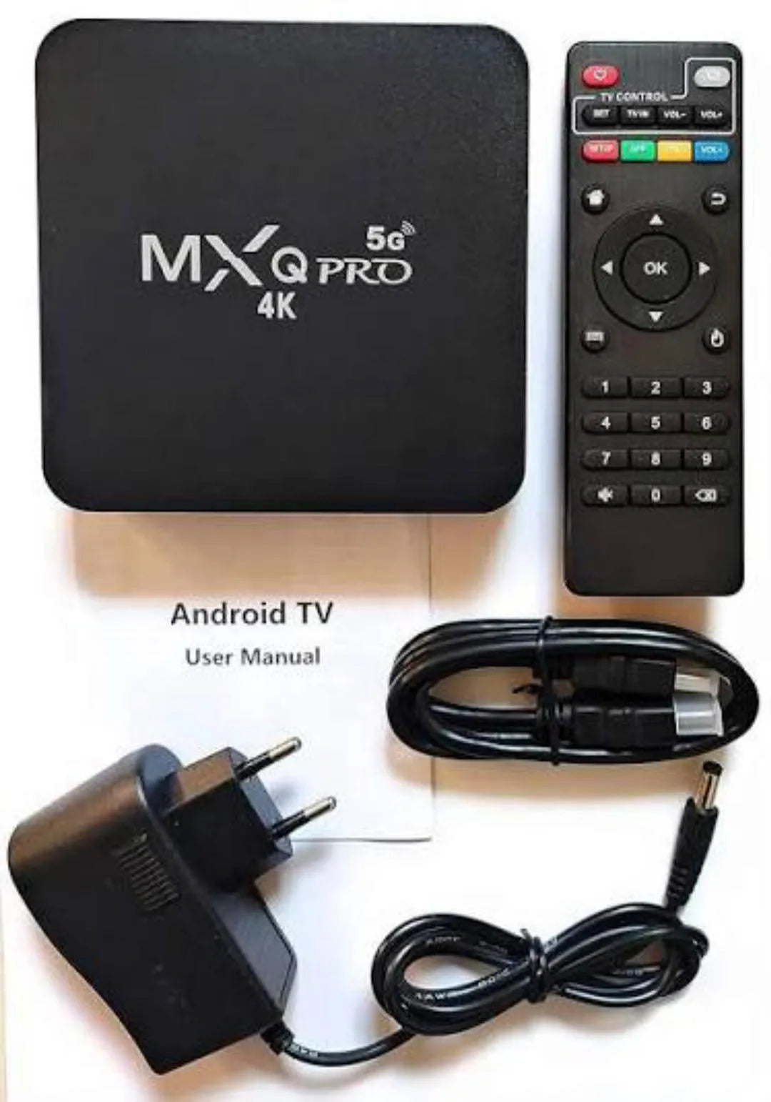 MXQ Pro 4K Android TV Box Black with Remote & Power Bank