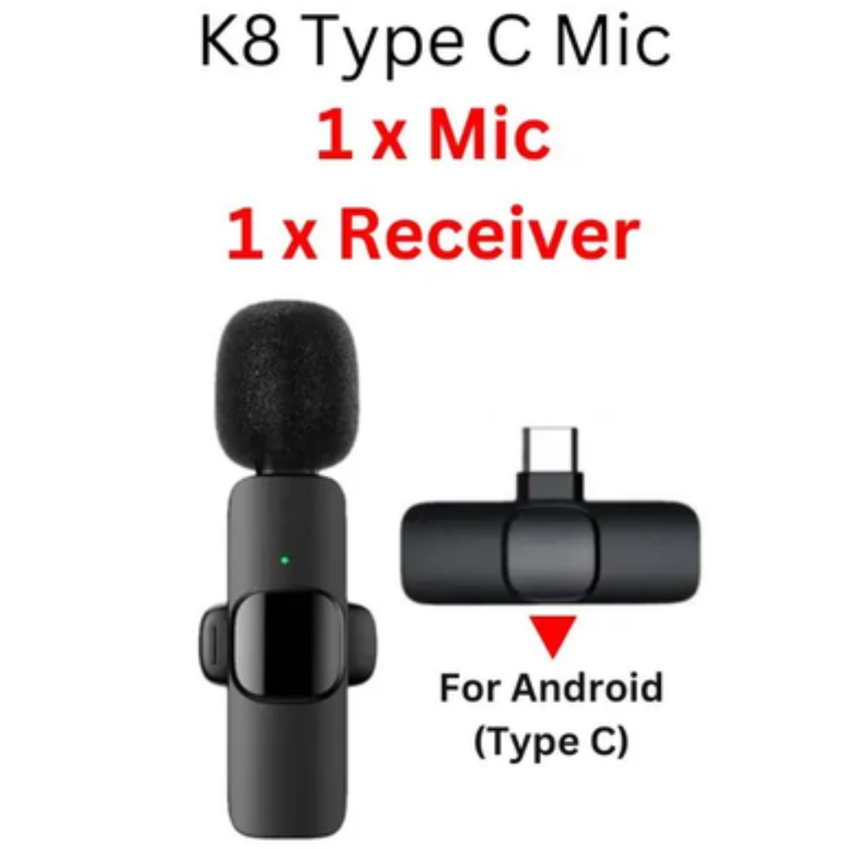 K8 Wireless Microphone for Android & iPhone | Noise Reduction Mic