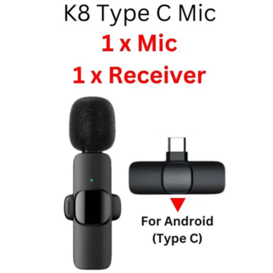 K8 Wireless Microphone for Android & iPhone | Noise Reduction Mic