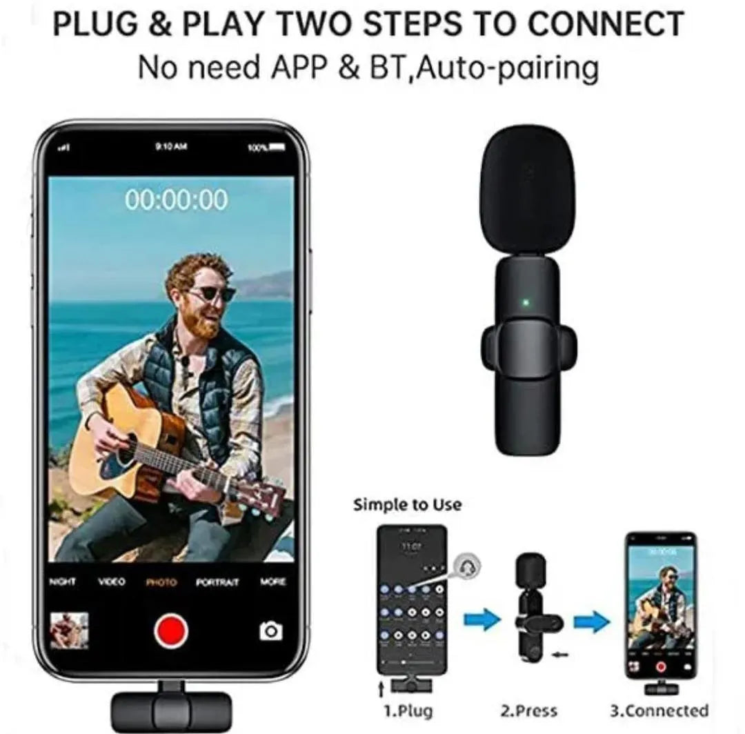 K8 Wireless 3-in-1 Noise Reduction Microphone for Phone Camera
