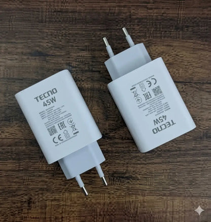 techno 45watt original adaopter/charger all mobile supported of techno fast charger and long lasting