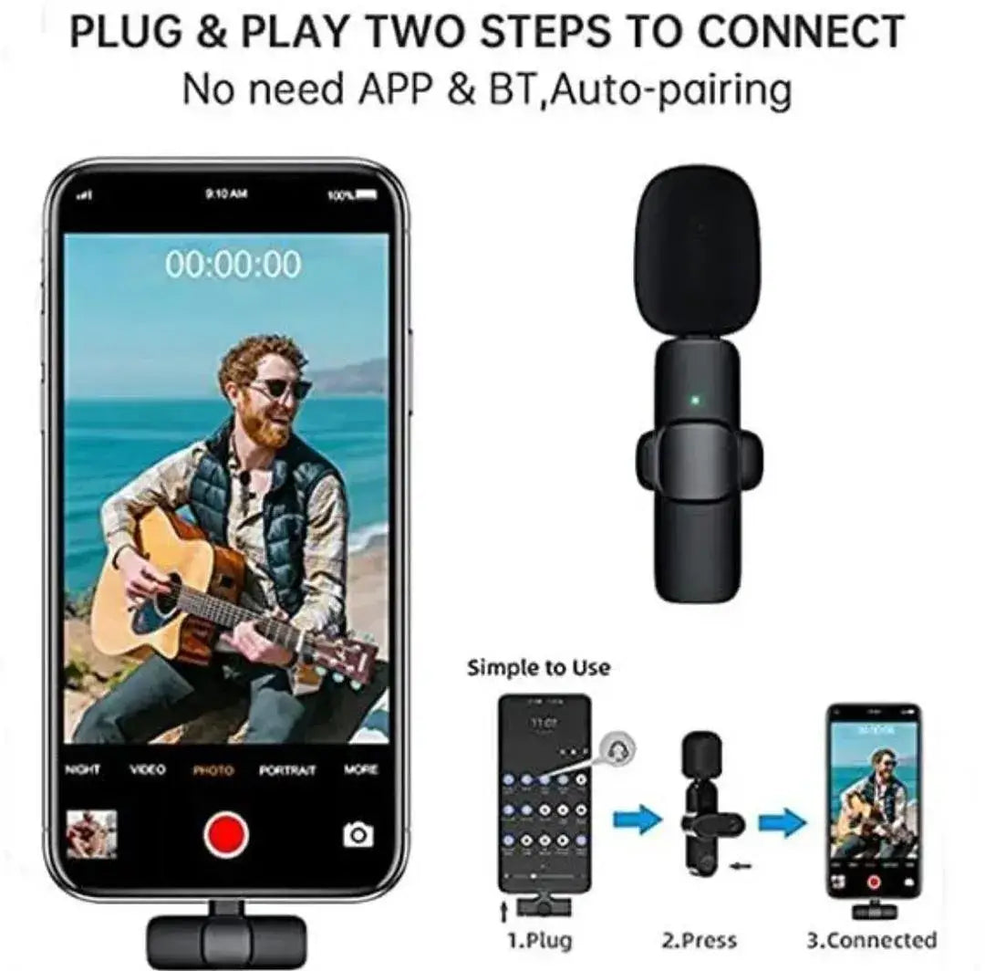 K8 Wireless Microphone 3-in-1 Noise Reduction Black