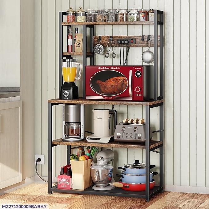 5-Layer Iron Kitchen Storage Rack Brown 80x80x80cm