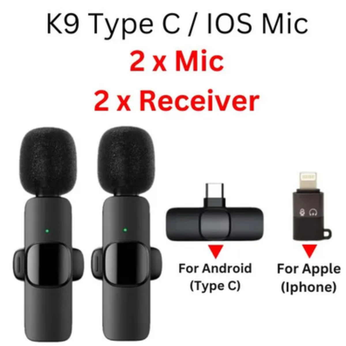 K8 Wireless Microphone for Android & iPhone | Noise Reduction Mic