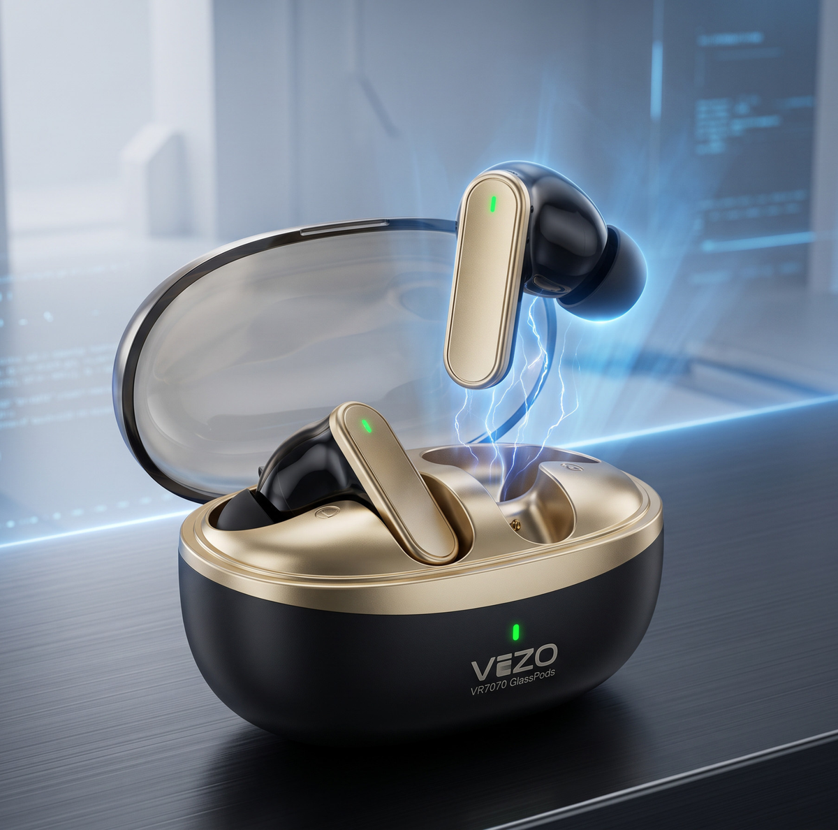 VIZO VR7070 GlassPods Wireless Earbuds ANC Noise Cancellation Bluetooth Earphones
