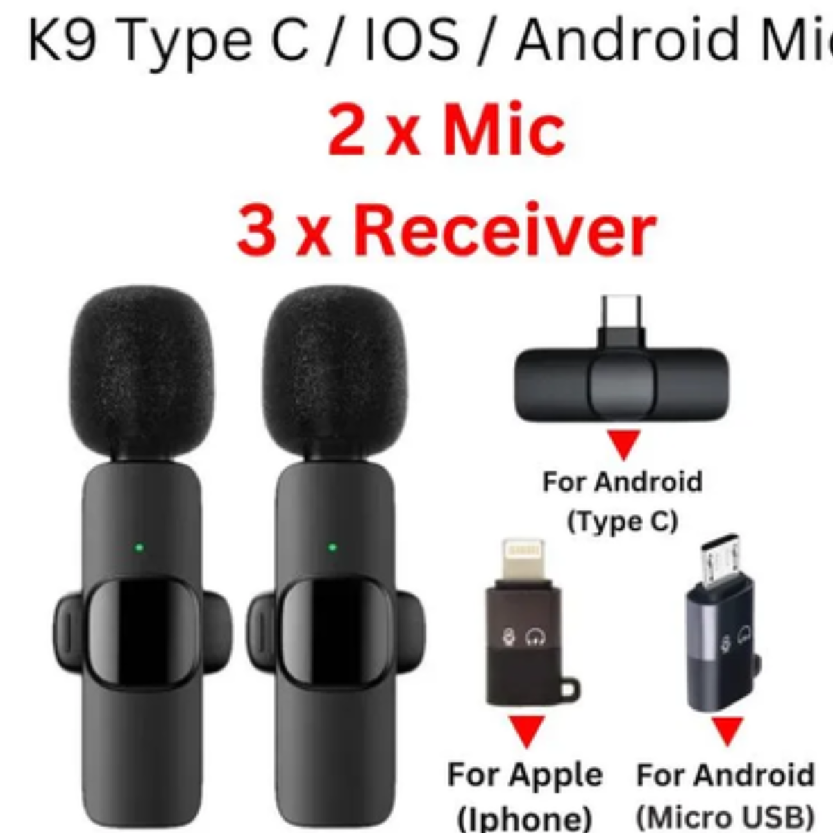 K8 Wireless Microphone for Android & iPhone | Noise Reduction Mic