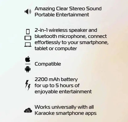 Wireless Electric Singing Mike Handheld Multi-Function Bluetooth Karaoke Mic with Microphone Speaker for All Smart Phones