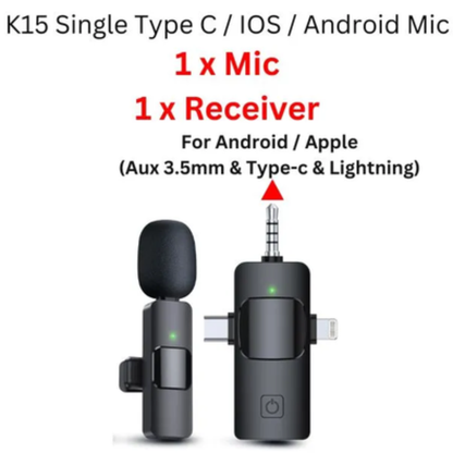K8 Wireless Microphone for Android & iPhone | Noise Reduction Mic
