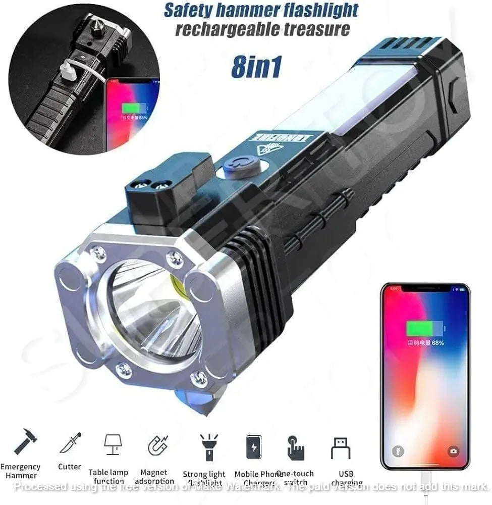 Rechargeable LED Torch Black Red ABS Pakistan
