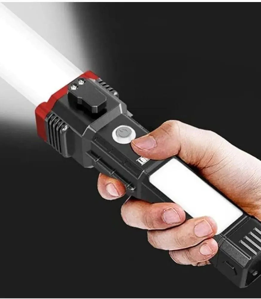 Rechargeable LED Torch Black Red ABS Pakistan