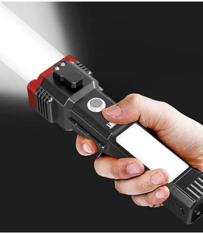 Rechargeable LED Torch Black Red ABS Pakistan
