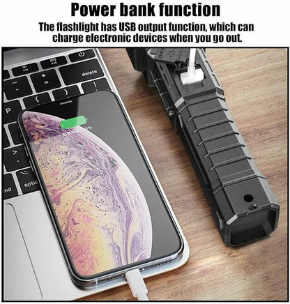 Rechargeable LED Torch Black Red ABS Pakistan