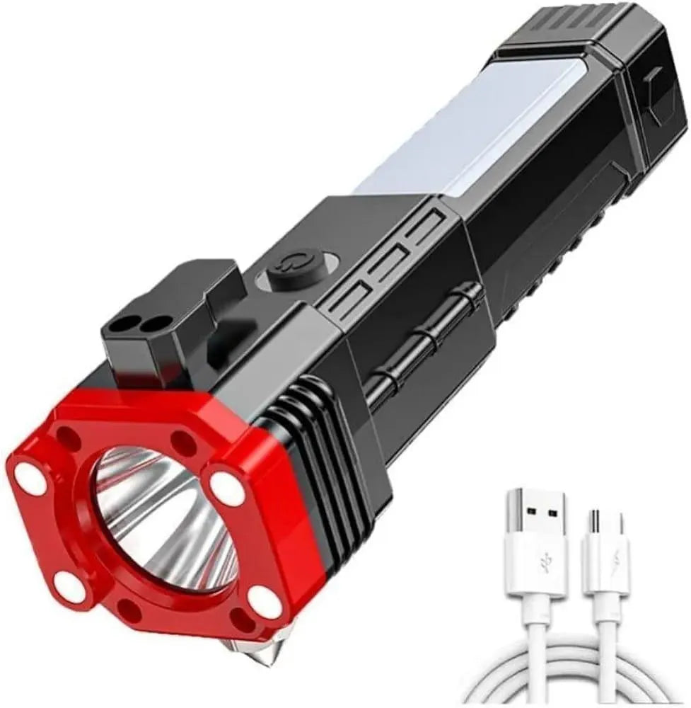 Rechargeable LED Torch Black Red ABS Pakistan