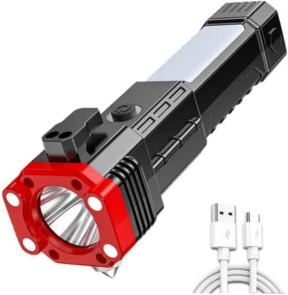 Rechargeable LED Torch Black Red ABS Pakistan