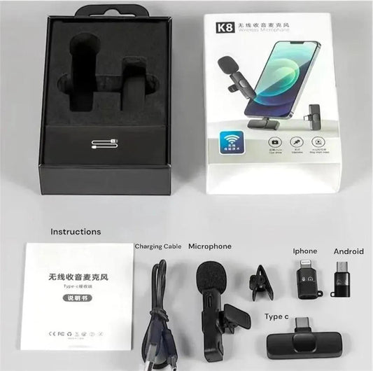 Wireless Bluetooth Microphone for iPhone Android Black