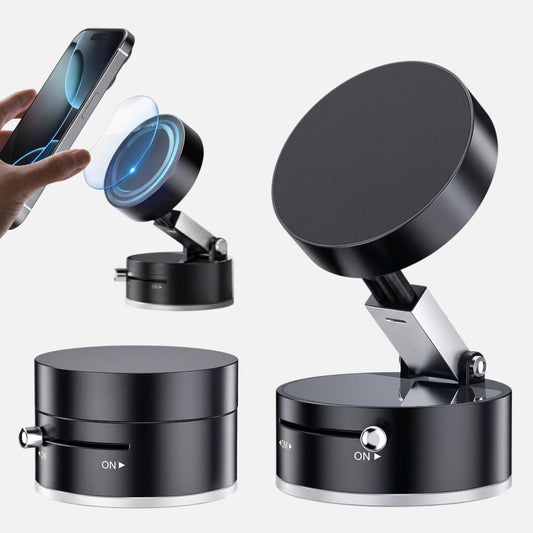Sable adjustable magnetic smartphone mount in matte black with a multi-pivot arm and suction base for car dashboards.