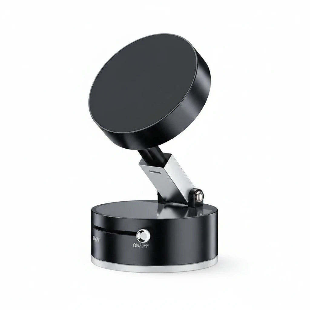 Sable adjustable magnetic smartphone mount with a sleek matte black finish and a multi-pivot arm for car dashboards.